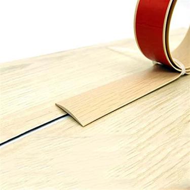 Imagem de GQQGSHOP Tiras de cobertura de piso de 1 m, tiras de transição de piso, barras de limite, tiras de união de piso de perfil de transição de PVC autoadesivas, tira divisória de porta, divisor de piso