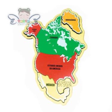 Imagem de Mapa da América do Norte Quebra-Cabeça, Educativo, Países e Capitais -