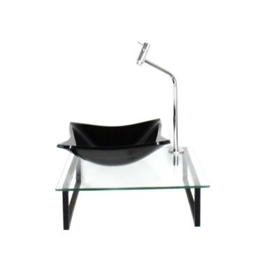 Imagem de Kit cuba de vidro quadrada 10mm preta com tampo 40cm incolor e suporte