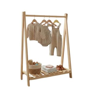 Imagem de Arara de Roupas Infantil A-Frame, 95 x 38 x 58 cm, Madeira Natural, com Prateleira