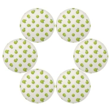 Imagem de Wassud Jogo americano conjunto de 6 tapetes redondos de frutas verdes para cozinha e jantar tapetes laváveis resistentes ao calor decoração de mesa 39 cm