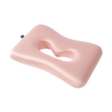 Imagem de IEUDNS Travesseiro multifuncional de espuma viscoelástica com orifício para piercing na orelha, ideal para quem dorme de lado, Rosa