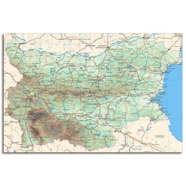 Imagem de Bulgária Wall Art Europe Canvas Prints Map Poster For Home Conjunto de 1 Decorações Noframed 30.5 cmx20.3 cm