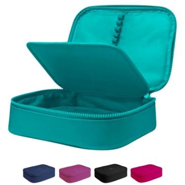 Imagem de Estojo Escolar Box Grande Infantil Organizador Para Lapis Feminino Masculino Nylon Com Divisoria Necessarie Ziper Resistente Marca Calmfy (Turquesa.)