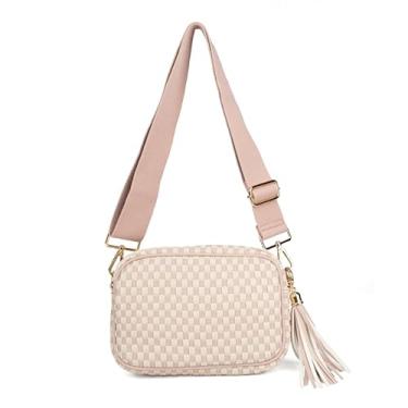 Imagem de The Finley | Câmera transversal de tecido com borla, Xadrez rosa claro, Casual