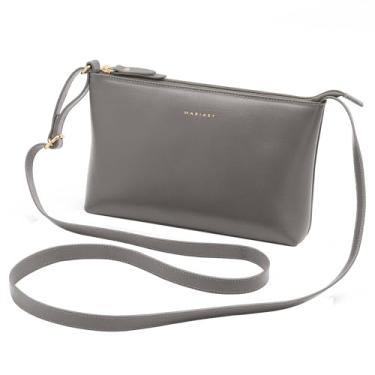 Imagem de Bolsa Feminina Transversal de Couro Bovino Legítimo Mariart Salsa (Cinza)