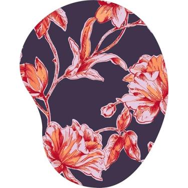 Imagem de Mouse Pad Ergonômico Gota Floral Laranja e Rosa Fundo Escuro 7