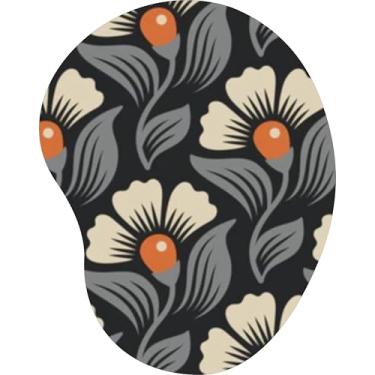 Imagem de Mouse Pad Ergonômico Gota Flores Bege e Cinza Retrô