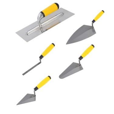 Imagem de Conjunto de ferramentas manuais de alvenaria, 5 peças, conjunto de ferramentas de concreto – design ergonômico para trabalhos de tijolo, argamassa e concreto (conjunto de ferramentas manuais de