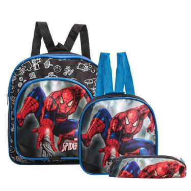 Imagem de Mochila Escolar Pequena Homem Aranha Costa Lancheira+Estojo - Toys 2U