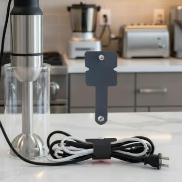 Imagem de Suporte de fone de ouvido com gerenciador de cabos, suporte de liga de alumínio 2 em 1 e organizador de enrolador de cabo para mesa, economiza espaço (preto)