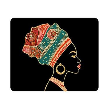Imagem de Mouse pad para jogos Nicokee com imagem da África retrato de linda mulher africana visualização de brinco joia étnica antiderrapante mouse pad de borracha para computadores, laptop, escritório 24 x 20 cm