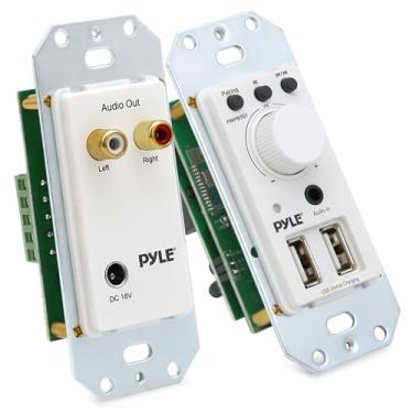 Imagem de Pyle Receptor Bluetooth Suporte de parede - Receptor de controle de áudio na parede com porta de carregamento USB dupla, entrada AUX de 3,5 mm para sistemas de som - para entretenimento em home