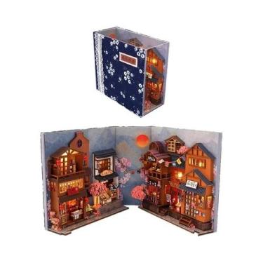 Imagem de Estante De Livros Miniatura De Madeira Para Casa De Bonecas Com Luz, K