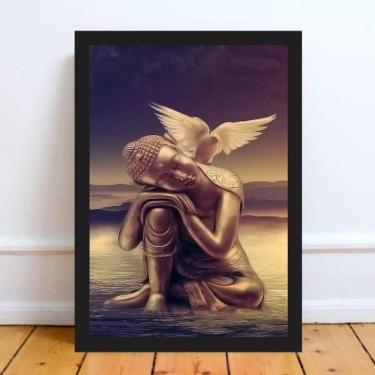 Imagem de Quadro Decorativo Zen Buda Da Paz 33X24Cm Moldura Preta