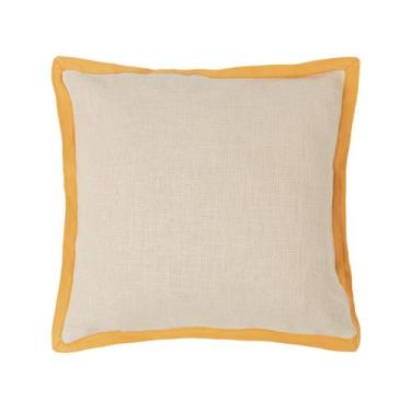 Imagem de Capa de Almofada Lóris com aba amarelo - Westwing Collection, Off Whit