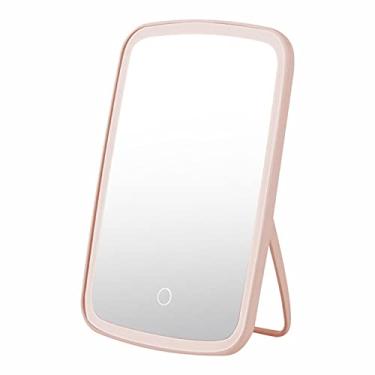 Imagem de Espelho de Maquiagem Recarregável com 68 Luzes LED Beleza Portátil Iluminação e Tela Dimável em 3 Cores Mesa