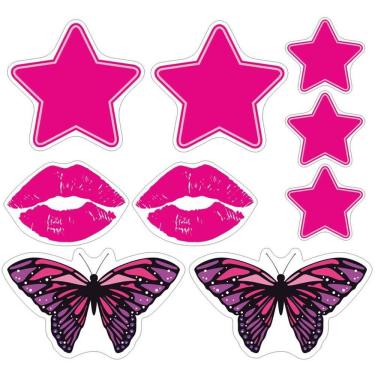 Imagem de Mini Kit Adesivo Para Capacete Estrela Rosa