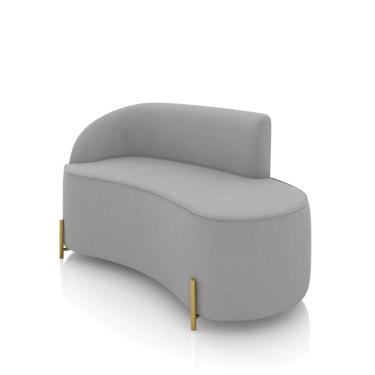 Imagem de Sofá 2 Lugares Orgânico 140cm Pé Dourado Morgan Suede Cinza D03 - D'Rossi