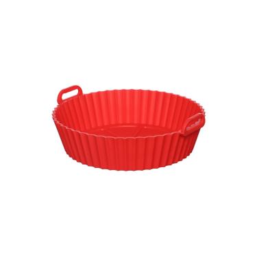 Imagem de Forma Redonda de Silicone para Air Fryer Vermelha 16,5 cm
