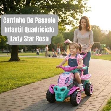 Imagem de Carrinho De Passeio Infantil Com Haste Empurrador Quadriciclo Lady Sta