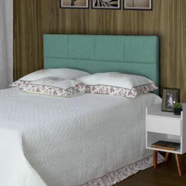 Imagem de Cabeceira de Cama Box Viúva 128 cm Marjorie Inspire House Linho Verde