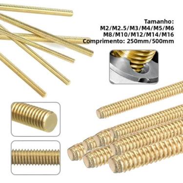 Imagem de Barra Roscada De Latão M2-M16x250/500mm, Parafuso Métrico Com Rosca To