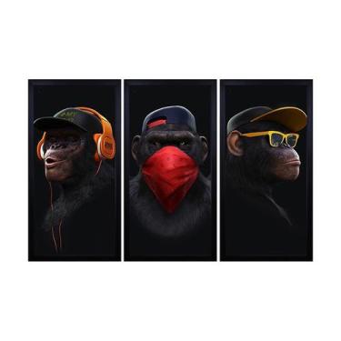 Imagem de Quadros Decorativos em Mosaico com moldura em madeira 103x63 cm e vidr