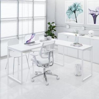 Imagem de Mesa de Escritorio em L Diretor Kuadra 150cm Est.Branca - Metalig