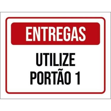 Imagem de Kit 10 Placas Sinalização - Entregas Utilize Portão 1 - Sinalizo