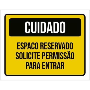 Imagem de Kit 3 Placa Acm Espaço Reservado Solicite Permissão 18X23 - Sinalizo