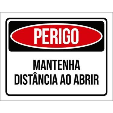 Imagem de Kit 5 Placa Acm De Perigo Mantenha Distância Abrir 18X23 - Sinalizo