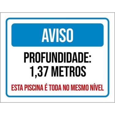 Imagem de Kit 10 Placa Acm Aviso Profundidade 1,37 Metros 18X23 - Sinalizo