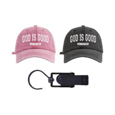 Imagem de Boné Ajustável Com Estampa 'God Is Good', Casual E Moderno, Lavado À Á