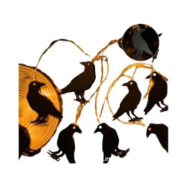 Imagem de Luzes De Cordão LED Em Forma De Corvo Preto, 10 LEDs, 1,5m Para Decora