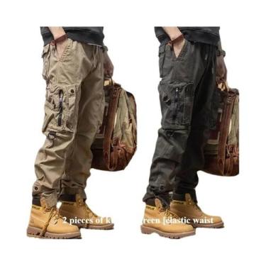 Imagem de Calças Jeans Masculinas Oversized De Lona 24oz Com Múltiplos Bolsos Pa