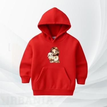 Imagem de Moletom Infantil Canguru com Ovelhinha Blusa moleton com Capuz Flanelada Confortável-Unissex