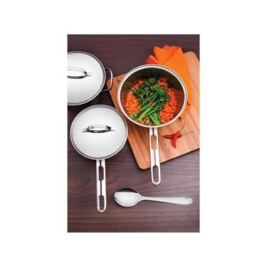 Imagem de Jogo de Panelas Tramontina em Aço Inox com Fundo Triplo e Tampas de In