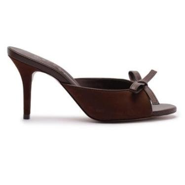 Imagem de Sandália Mule Salto Fino Camurça Laço Lançamento Arezzo-Feminino