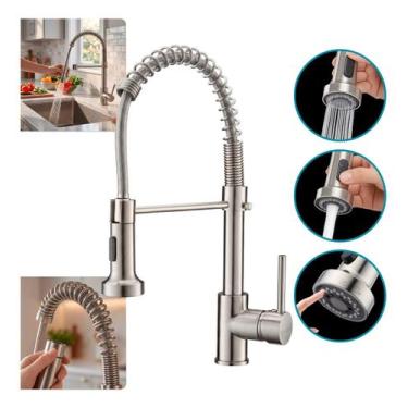 Imagem de Torneira Gourmet Monocomando Cozinha Bancada Mola Spring Ducha Bica Gi