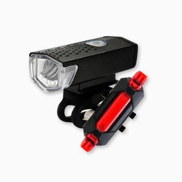 Imagem de Kit Bike Farol Frontal + Traseiro Ultra Led Usb Recarregável - Farol E Lanterna à Prova D'água | Kit Completo Led