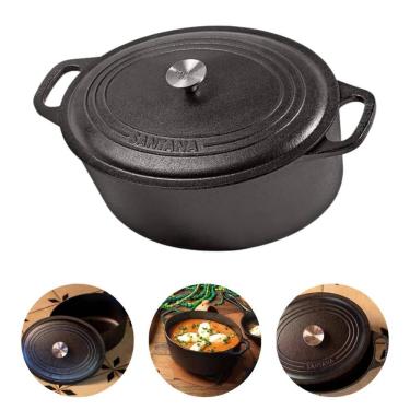 Imagem de Caçarola Oval 33cm Com Tampa de Ferro Fundido 2,5 Litros Panela Mineira Santana