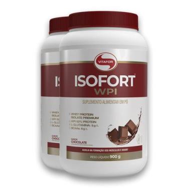 Imagem de Kit 2 Isofort Vitafor Whey Protein 900g Chocolate
