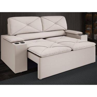 Imagem de Sofá com Porta Copos Retrátil e Reclinável Pop 1,54m Velosuede - NETSOFAS