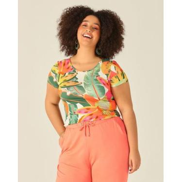 Imagem de Blusa Feminina Plus Size Mullet Tropical Em Viscose Stretch - Malwee P