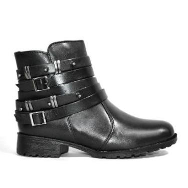 Imagem de Bota Godiva Cano Curto Couro Feminina Preta-Feminino