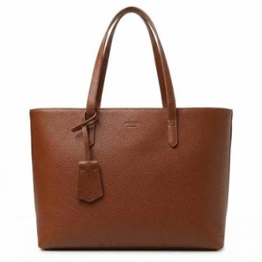 Imagem de Bolsa Feminina Arezzo Giorno Tote Couro Pebbled Zíper A5001107210042 Marrom-Feminino