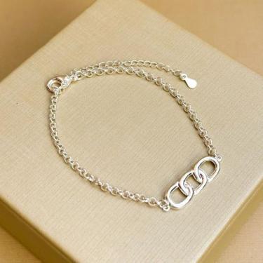 Imagem de Pulseira Prateada Feminina com Elos Modernos Maya - Vorax Woman