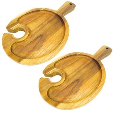 Imagem de Petisqueira Teca Com Suporte Para Taça com 2 - Carmisini