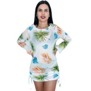 Imagem de Saída de praia camisão blogueira franzido manga longa - Tropicana Moda